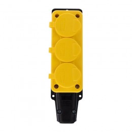 Розетка штепсельная трехместная влагозащищенная с заземл. 16А IP54 каучук желт. Rexant 111-126