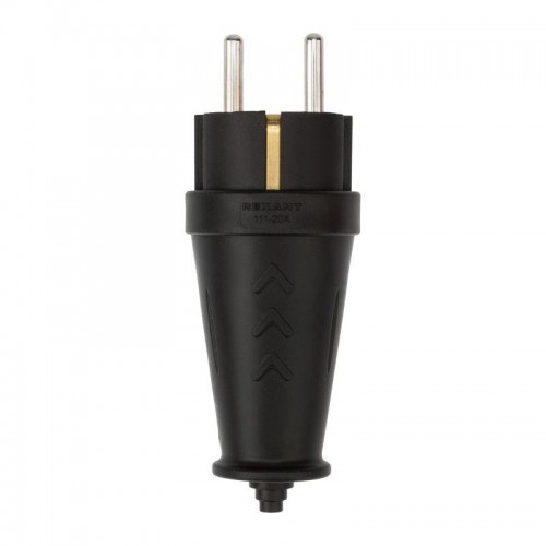 Вилка прямая влагозащ. 16А IP44 с заземл. COMPACT каучук черн. Rexant 111-200