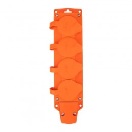 Колодка удлинителя 4-м с заземл. 16А IP54 влагозащ. с защ. крышкой COMPACT каучук оранж. Rexant 111-228