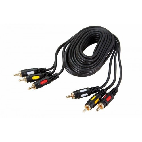 Шнур 3RCA Plug - 3RCA Plug 3м (GOLD) (уп.10шт) Rexant17-0214