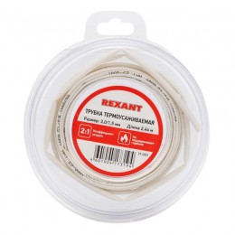 Трубка термоусадочная ТУТ нг 3.0/1.5 бел. ролик 2.44м Rexant 29-0001