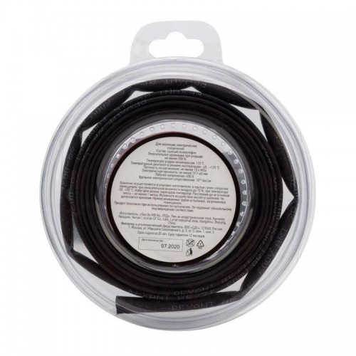 Трубка термоусадочная ТУТ нг 5.0/2.5 черн. ролик 2.44м Rexant 29-0026