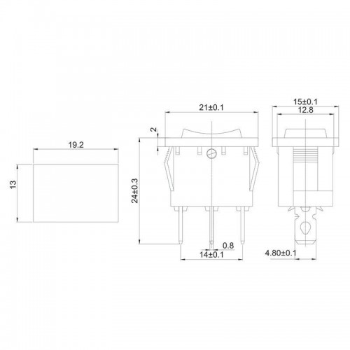 Выключатель клавишный 250В 6А (3с) ON-OFF-ON черн. с нейтралью Mini (RWB-205 SC-768) Rexant 36-2145