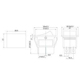 Выключатель клавишный 250В 16А (4с) ON-OFF зел. с подсветкой (RWB-502 SC-767 IRS-201-1) (инд. упак.) Rexant 36-2332-1