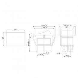 Выключатель клавишный 250В 16А (4с) ON-OFF с подсветкой зел. (RWB-502; SC-767; IRS-201-1) Rexant 36-2332
