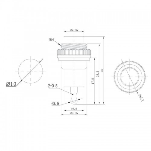 Выключатель-кнопка металл 220В 2А (2с) (ON)-OFF d10.2 красн. Mini (RWD-213) Rexant 36-3331