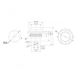 Выключатель-кнопка металл 250В 2А (2с) OFF-(ON) d16.2 красн. (RWD-306) Rexant 36-3351