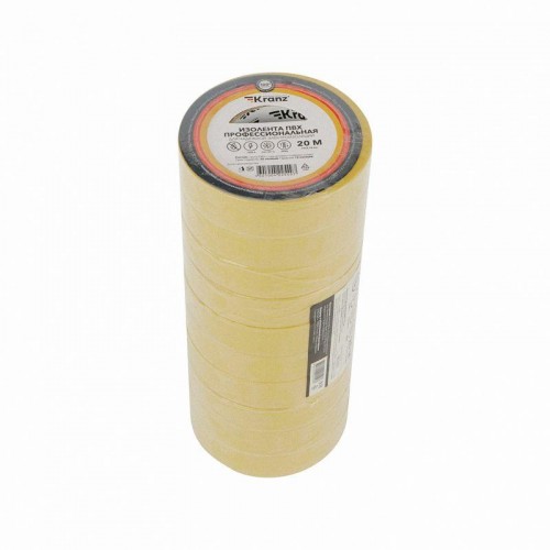 Изолента ПВХ профессиональная 0.18х19мм 20м желт. Kranz KR-09-2802