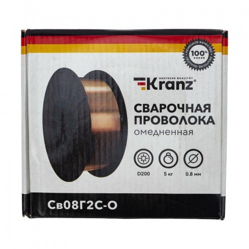 Проволока сварочная омедненная Св08Г2С-О (ER70S-6; SG2) 5кг 0.8мм D200 Kranz KR-11-0981-5