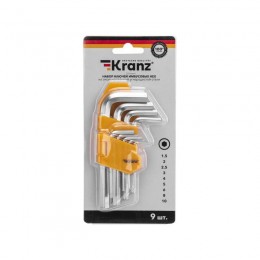 Набор ключей имбусовых HEX 1.5-10мм CrV 9шт Kranz KR-12-5215