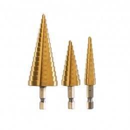 Набор ступенчатых сверл 4-12.4-20.4-32мм HSS-TiN ТИТАН (уп.3шт) Kranz KR-12-6620