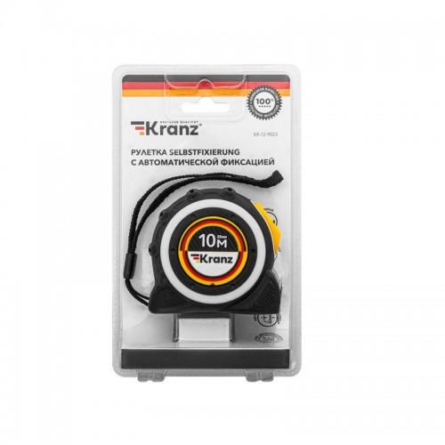 Рулетка Selbstfixierung 10мх25мм магнитный двухсторон. зацеп; двухсторон. шкала; автоматическая фиксация нейлон Kranz KR-12-9024