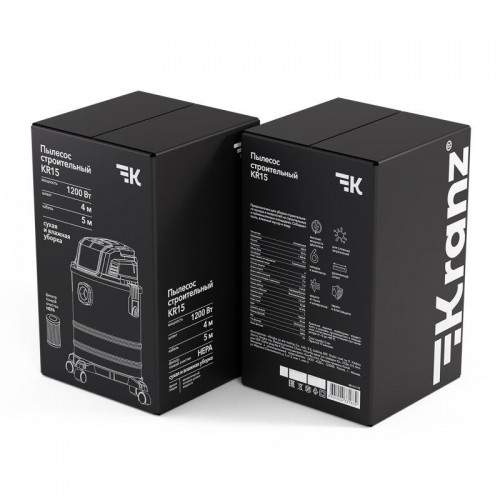 Пылесос строительный KR15 1200Вт 15л 4м Kranz KR-16-1115
