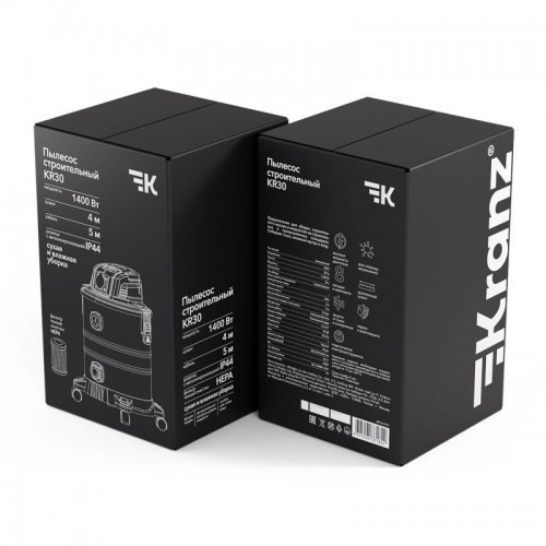 Пылесос строительный KR30 1400Вт 30л 4м Kranz KR-16-1117
