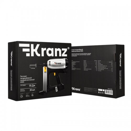 Пистолет гвоздезабивной газовый монтажный GN95 95Дж длина гвоздей 15-40мм d2.7-3мм KRANZ KR-16-1650