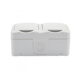 Блок ОП 2 розетки горизонт. Mini OG с заземл. IP54 бел. Kranz KR-78-0606