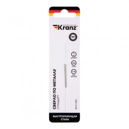 Сверло по металлу 1.0мм HSS DIN 338 (уп.2шт) Kranz KR-91-0551