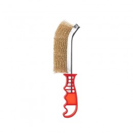 Щетка металлическая с пластиковой ручкой витая латунированная проволока Kranz KR-91-1354