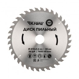 Диск пильный 210мм х36зуб х30мм Kranz KR-92-0121