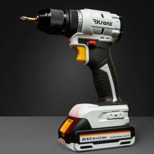Дрель-шуруповерт аккумуляторная бесщеточная Li-Ion 20В 55Нм (кейс 2 аккум. 2А.ч) Kranz KR-PT-055