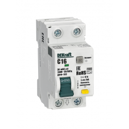 Выключатель автоматический дифференциального тока 2п (1P+N) C 16А 30мА тип A 4.5кА ДИФ-103 DEKraft 16588DEK