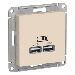 Розетка USB AtlasDesign тип A+A 5В 1х2.1А 2х1.05А механизм беж. SchE ATN000233