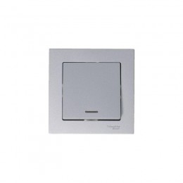 Выключатель 1-кл. СП AtlasDesign 10А IP20 (сх. 1а) 10AX с подсветкой механизм алюм. SE ATN000313