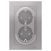 Розетка 2-м СП AtlasDesign 16А IP20 с заземл. защ. шторки в сборе алюм. SE ATN000326