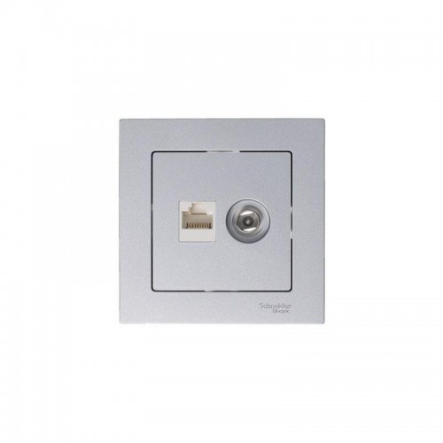 Розетка компьютерная + телевизионная 2-м AtlasDesign RJ45 кат.5E + TV механизм алюм. SE ATN000389