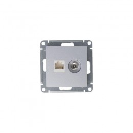 Розетка компьютерная + телевизионная 2-м AtlasDesign RJ45 кат.5E + TV механизм алюм. SE ATN000389