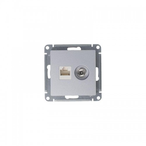 Розетка компьютерная + телевизионная 2-м AtlasDesign RJ45 кат.5E + TV механизм алюм. SE ATN000389