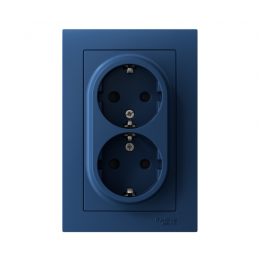 Розетка 2-м. AtlasDesign 16А с заземл. со шторками в сборе аквамарин SE ATN001126