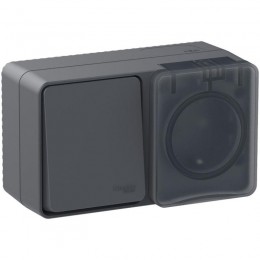 Блок ОП AtlasDesign PROFI IP54 (розетка 1-м 16А заземл. защ. шторки + 1-кл. выключатель 10А) антрацит SE ATN544070