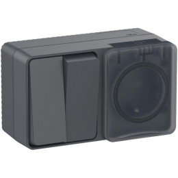 Блок ОП AtlasDesign PROFI IP54 (розетка 1-м 16А заземл. защ. шторки + 2-кл. выключатель 10А) антрацит SE ATN544074