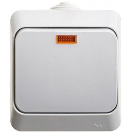 Выключатель 1-кл. ОП Этюд 10А IP44 10AX с подсветкой сер. SE BA10-045C