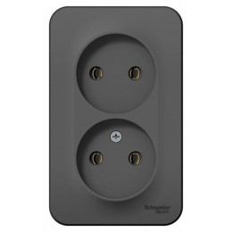 Розетка 2-м ОП Blanca 16А IP20 250В без заземл. без защ. шторок антрацит SE BLNRA000206