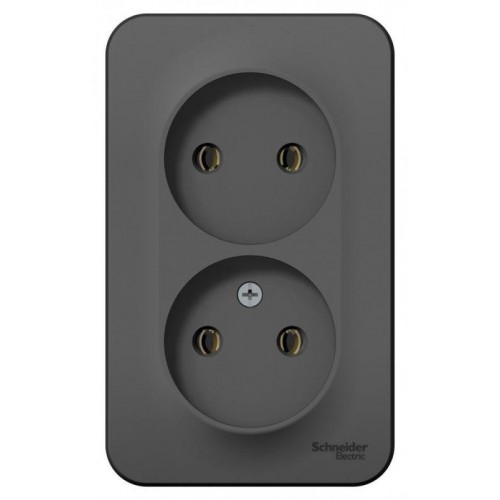 Розетка 2-м ОП Blanca 16А IP20 250В без заземл. без защ. шторок антрацит SE BLNRA000206