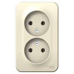 Розетка 2-м ОП Blanca 16А IP20 250В без заземл. без защ. шторок с изолир. пластиной молоч. SE BLNRA000212