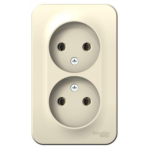 Розетка 2-м ОП Blanca 16А IP20 250В без заземл. без защ. шторок с изолир. пластиной молоч. SE BLNRA000212