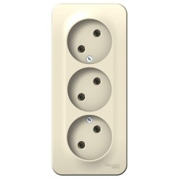 Розетка 3-м ОП Blanca 16А IP20 250В без заземл. без защ. шторок с изолир. пластиной молоч. SE BLNRA000312