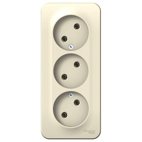 Розетка 3-м ОП Blanca 16А IP20 250В без заземл. без защ. шторок с изолир. пластиной молоч. SE BLNRA000312