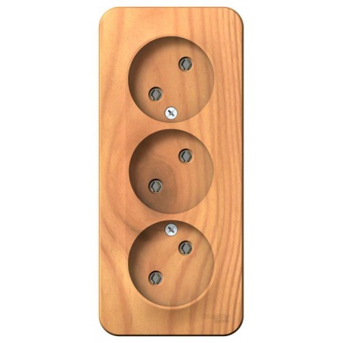 Розетка 3-м ОП Blanca 16А IP20 250В без заземл. без защ. шторок с изолир. пластиной ясень SE BLNRA000315