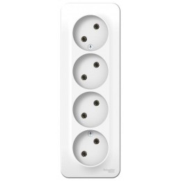 Розетка 4-м ОП Blanca 16А IP20 250В без заземл. без защ. шторок с изолир. пластиной бел. SE BLNRA000411