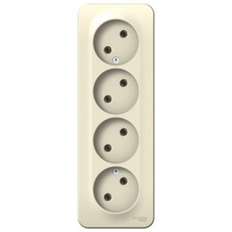 Розетка 4-м ОП Blanca 16А IP20 250В без заземл. без защ. шторок с изолир. пластиной молоч. SE BLNRA000412