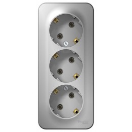 Розетка 3-м ОП Blanca 16А IP20 250В с заземл. без защ. шторок с изолир. пластиной алюм. SE BLNRA010313