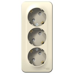 Розетка 3-м ОП Blanca 16А IP20 250В с заземл. защ. шторки с изолир. пластиной молоч. SE BLNRA011312