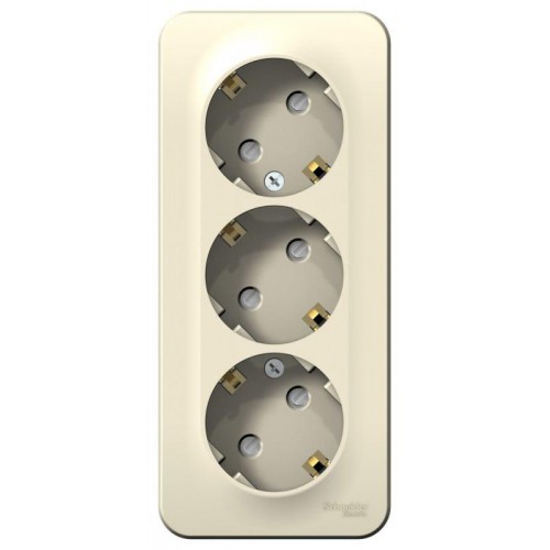 Розетка 3-м ОП Blanca 16А IP20 250В с заземл. защ. шторки с изолир. пластиной молоч. SE BLNRA011312