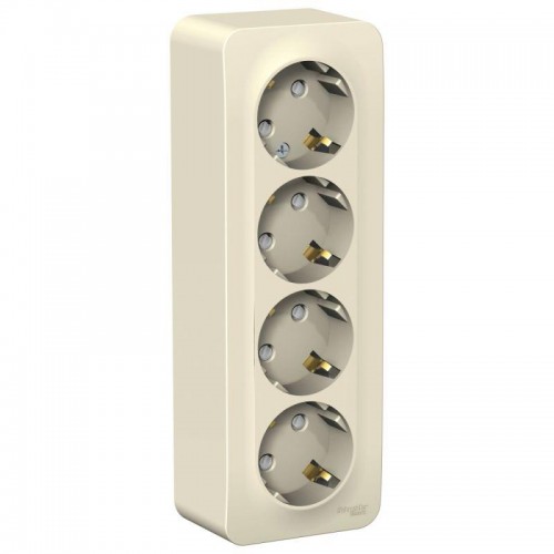 Розетка 4-м ОП Blanca 16А IP20 250В с заземл. защ. шторки с изолир. пластиной молоч. SE BLNRA011412