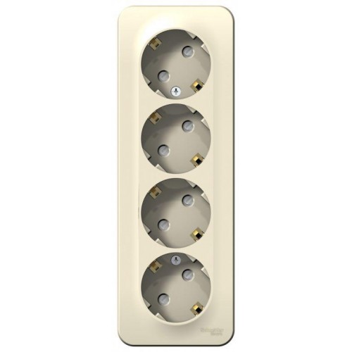 Розетка 4-м ОП Blanca 16А IP20 250В с заземл. защ. шторки с изолир. пластиной молоч. SE BLNRA011412