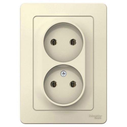 Розетка 2-м СП Blanca 16А IP20 250В без заземл. без защ. шторок молоч. SE BLNRS000022